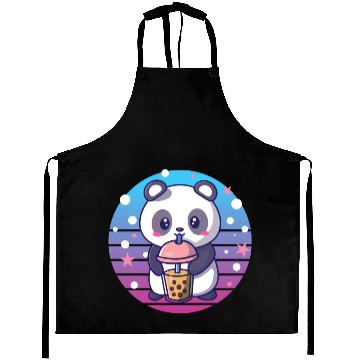 Discover Panda Bear Boba Milk Tea Funny Bubble Tea Lovers Aprons