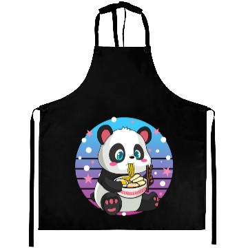 Discover Cute Panda Eating Ramen Aprons