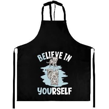 Discover Believe In Yourself White Tiger Mirror Reflection Aprons
