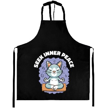 Discover Serenity Cat Yoga Cat Owner Meditation Yoga Fan Aprons