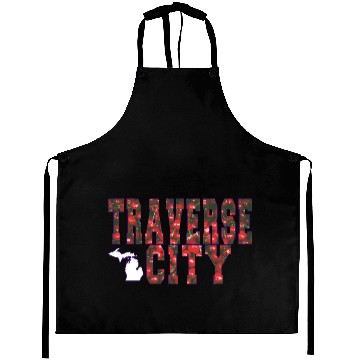 Discover Traverse City Michigan Cherry Graphic T Aprons