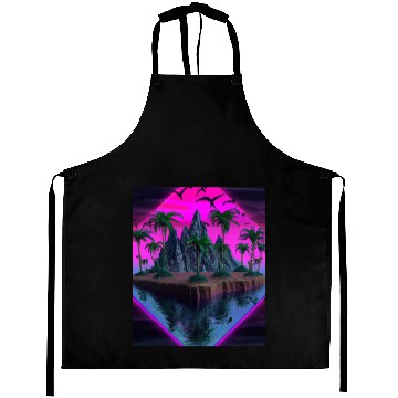 Discover Vaporwave Aesthetic Tropic Island With Palms And Aprons