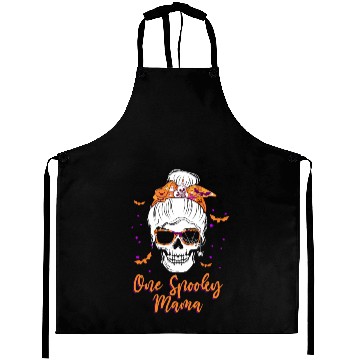 Discover One Spooky Mama Skull Pumpkin Halloween Aprons
