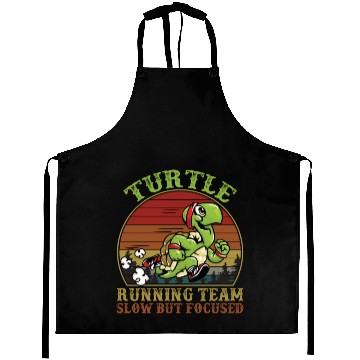 Discover Turtle Running Team Slow But Focused Funny Vintage Aprons