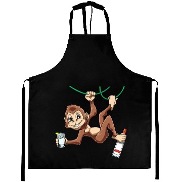 Discover Funny Monkey drinking Grain Chimpanzee Aprons