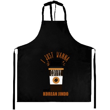 Discover I want to Drink Coffee and Pet my Korean Jindo Dog Aprons