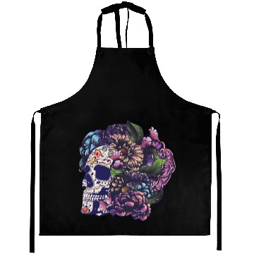 Discover Halloween Sugar Skull And Flowers Aprons