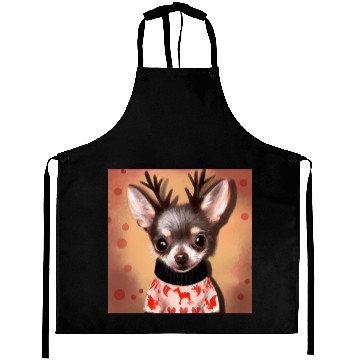 Discover Sweet happy, dog Chihuahua in a Christmas sweater Aprons