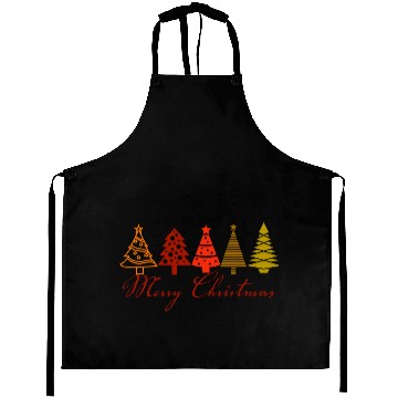 Discover Merry Christmas , colorful Xmas tree design Aprons