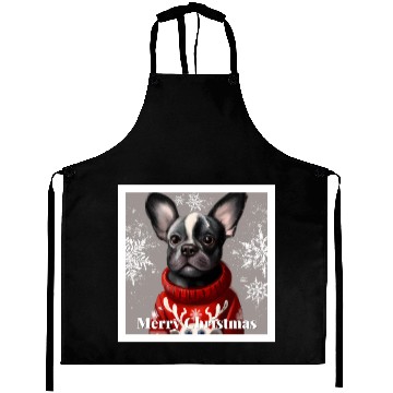Discover Festive French Bulldog in a cute sweater. Aprons