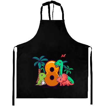 Discover 8th Birthday Trex Triceratops Dinosaur 8 Year Aprons
