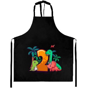 Discover 2nd Birthday Trex Triceratops Dinosaur 2 Year Aprons