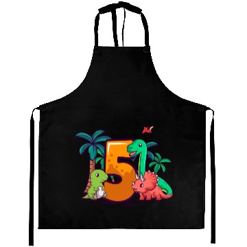 Discover 5th Birthday Trex Triceratops Dinosaur 5 Year Aprons