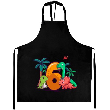 Discover 6th Birthday Trex Triceratops Dinosaur 6 Year Aprons
