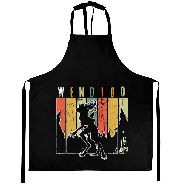 Discover Retro Folk Wendigo Halloween Cryptid Monster Aprons