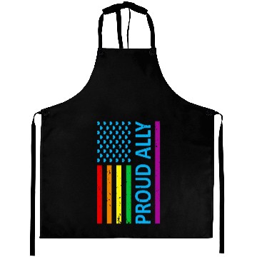Discover Proud Ally LGBT Supporter Gay Pride Rainbow Flag Aprons