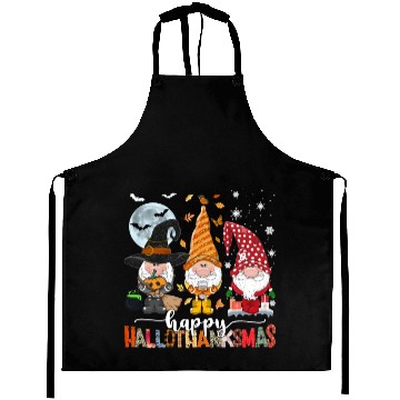 Discover Happy Hallothanksmas Gnomes Lover Halloween Aprons