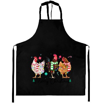 Discover Merry Christmas Funny Chicken With Christmas Light Aprons