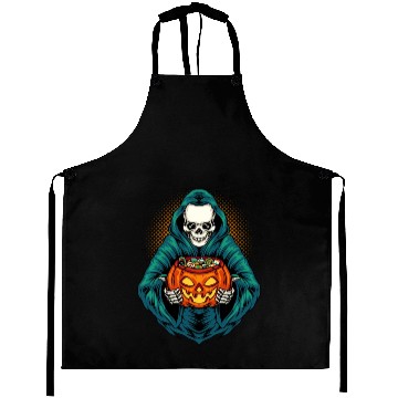 Discover Grim Reaper With Scary Pumpkin - Halloween Aprons