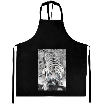 Discover Tiger Draw BW Looking Up Aprons
