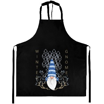 Discover Winter Gnomes Geometric Blue Leafs Aprons