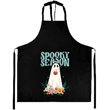 Discover Funny Floral Ghost Halloween Spooky Season Aprons