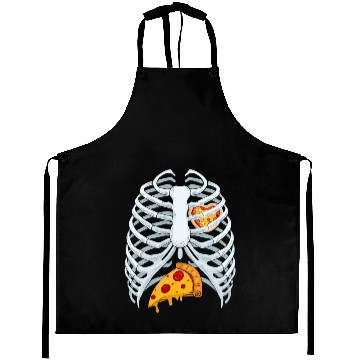 Discover Funny PIzza Skeleton Rib Cage Halloween Costume Aprons