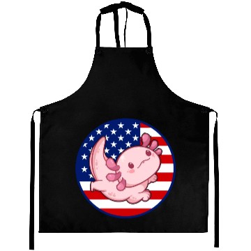 Discover Axolotl American Flag Kawaii Axolotl US Flag Axolo Aprons