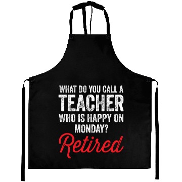 Discover Happy On Monday Retired Teacher Retirement Gift Aprons