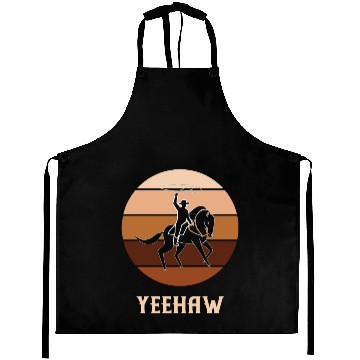 Discover Yeehaw Cowboy Western Desert Cowgirl Horseback Aprons