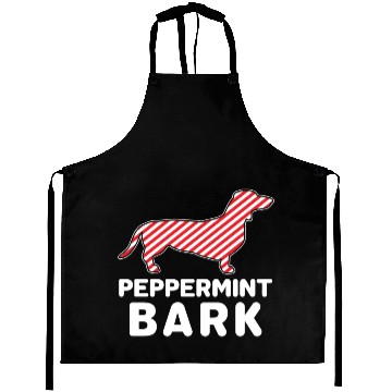 Discover Christmas Dog Peppermint Bark Dachshund Funny Aprons