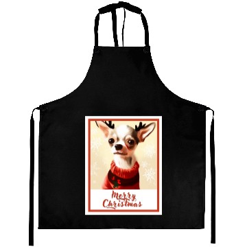 Discover Christmas portrait of a little chihuahua dog. Aprons