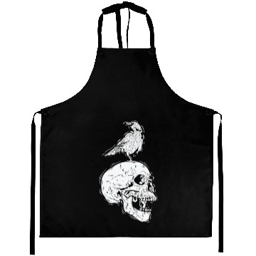 Discover Crow on a Bone Head Raven Bird Aprons
