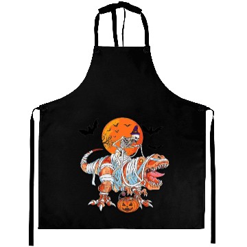Discover Skeleton Riding Mummy Dinosaurs T Rex Halloween Aprons
