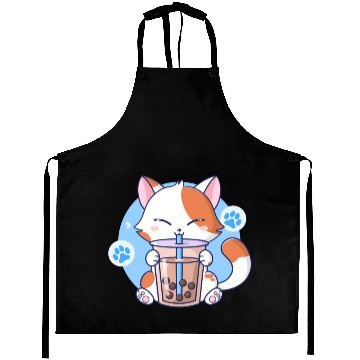 Discover Cat Boba Tea Bubble Tea Kawaii Anime Japanese Neko Aprons