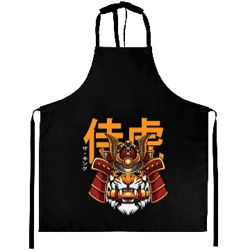 Discover Japanese Tiger on Samurai Helmet Aprons