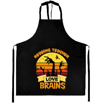 Discover Reading teacher love brains Aprons
