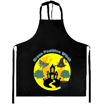Discover Halloween Green Positive Witch Hat Aprons