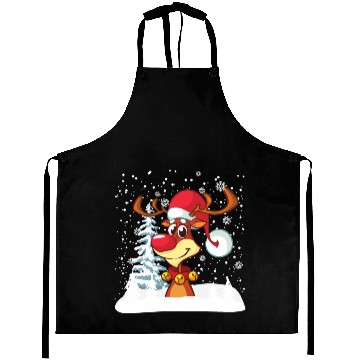 Discover Funny Reindeer Red Nose Santa Snowflake Aprons