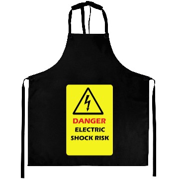 Discover Danger Electrical shock Risk Yellow warning Label Aprons