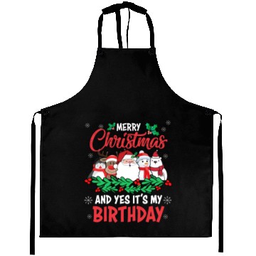 Discover Merry Christmas And Yes Its My Birthday Aprons