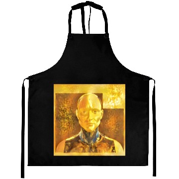 Discover Golden Android Confused and Concerned Abstract Aprons