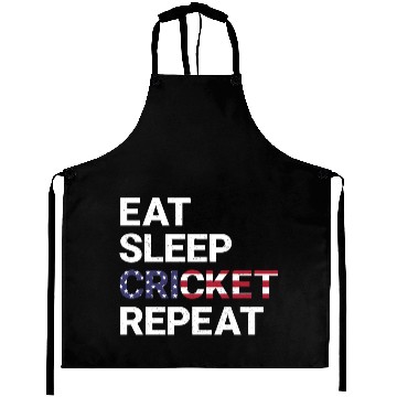 Discover Eat Sleep Cricket Repeat USA Flag Sports Gift Aprons