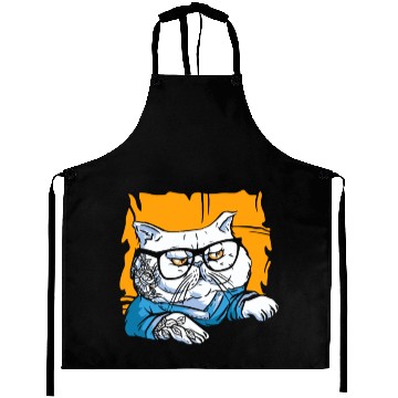 Discover Stylish Nerd Persian Cat Beanie Glasses Tattoo Aprons