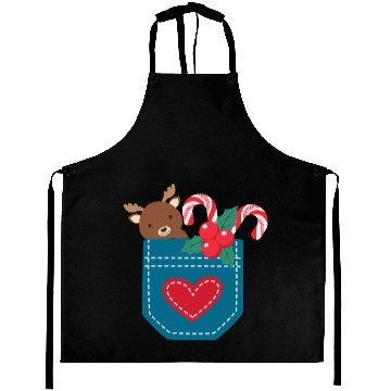 Discover Christmas moose peppermint pocket Aprons