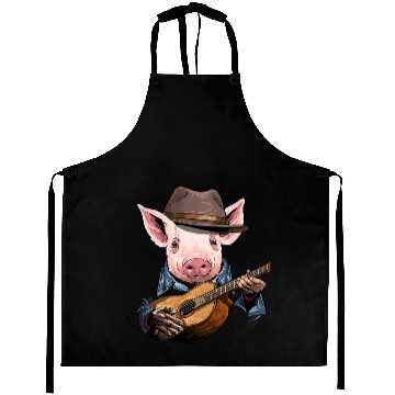 Discover Acoustic Guitar Pig Guitar Player Farm Animal Aprons