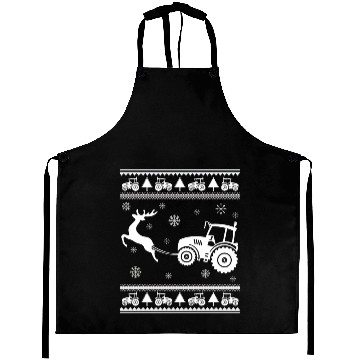 Discover Farm Tractor Reindeer Fun Christmas Sweater Farmer Aprons