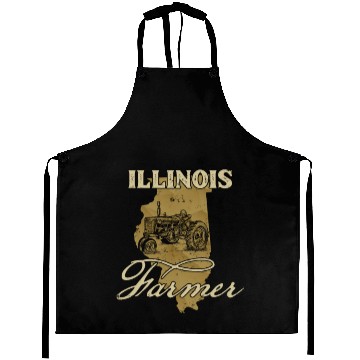 Discover Illinois Farmer Tractor Lover State Map Farming Lo Aprons