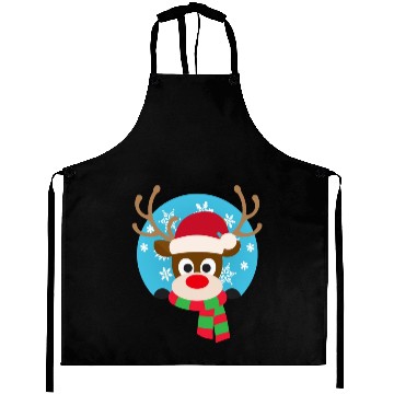 Discover Cute Rudolph Red-Nosed Reindeer Christmas Design Aprons