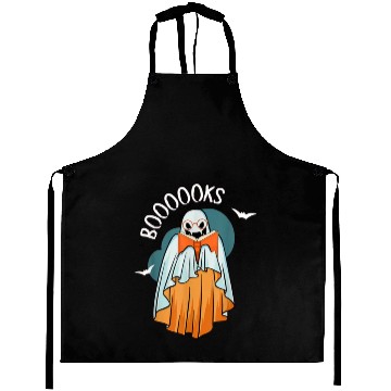 Discover Ghost Book Reading Teacher School Funny Halloween Aprons